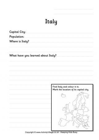 Italy Worksheet