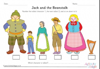 Jack and the Beanstalk Order by Height Worksheet