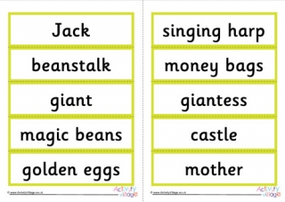 Jack And The Beanstalk Word Cards