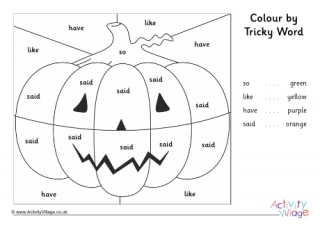 Jack O' Lantern Colour By Phase Four Tricky Word