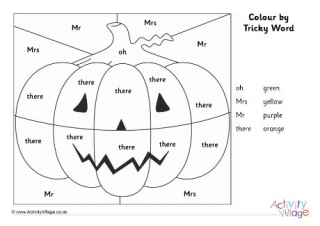 Jack O Lantern Colour By Tricky Word Phase Five