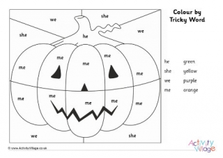 Jack O Lantern Colour By Tricky Word Phase Three