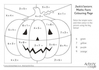 Jack O' Lantern Maths Facts Colouring Page