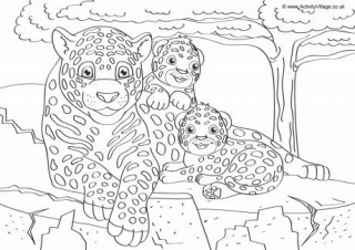 Jaguars Scene Colouring Page