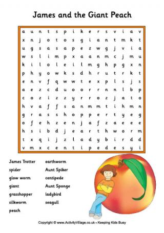 James and the Giant Peach word search