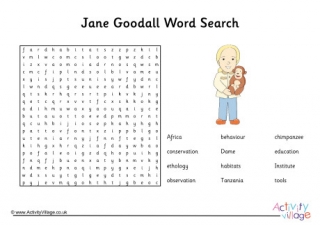 Jane Goodall Word Search