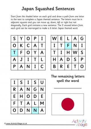 Japan Squashed Sentences Puzzle