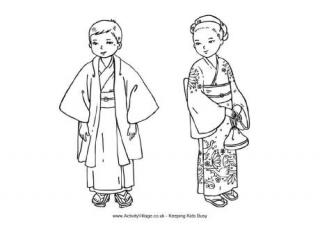 Japanese Children Colouring Page