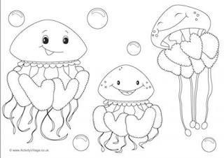 Jellyfish Scene Colouring Page