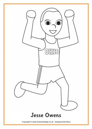 Jesse Owens Colouring Page