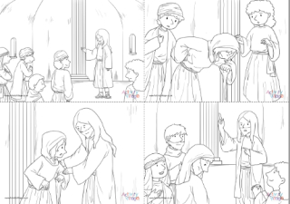 Jesus Heals A Crippled Woman Colouring Pages