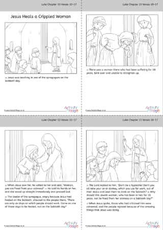 Jesus Heals A Crippled Woman Story And Colouring Book