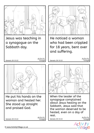 Jesus Heals A Crippled Woman Story Sequencing Cards