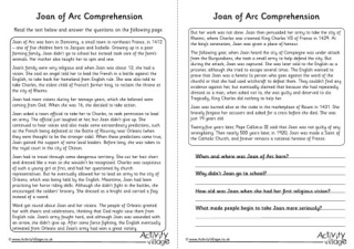 Joan of Arc Comprehension