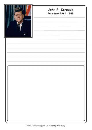 John F Kennedy Notebooking Page