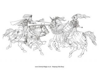 Jousting Colouring Page