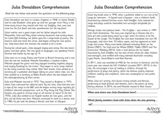 Julia Donaldson Comprehension