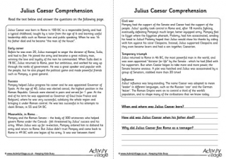 Julius Caesar Comprehension