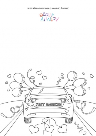Just Married Colouring Card