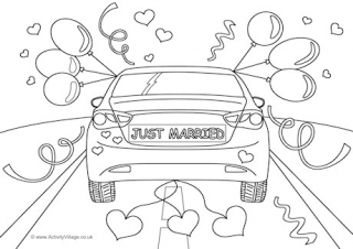 Just Married Colouring Page