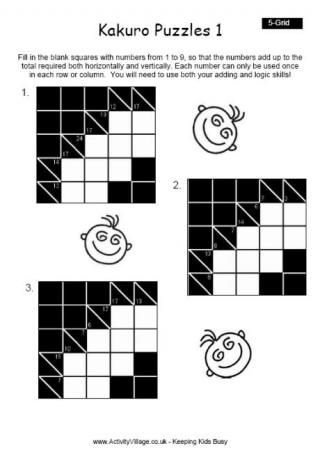 Kakuro Puzzle 1 - 5 Grid