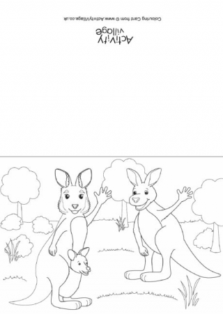 Kangaroo Scene Colouring Card