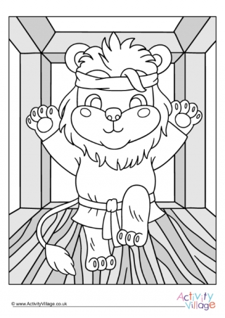 Karate Lion Colour Pop Colouring Page