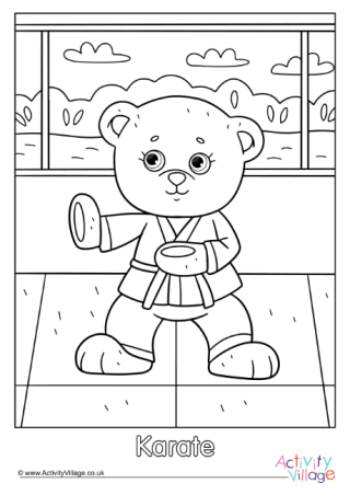Karate Teddy Bear Colouring Page 2