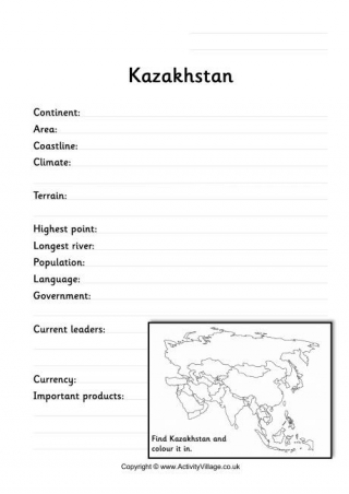 Kazakhstan Fact Worksheet