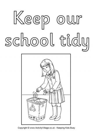 Keep Our School Tidy Colouring Poster