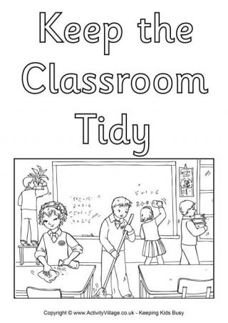 Keep the Classroom Tidy Colouring Poster