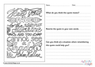 Keep Your Face To The Sunshine Worksheet