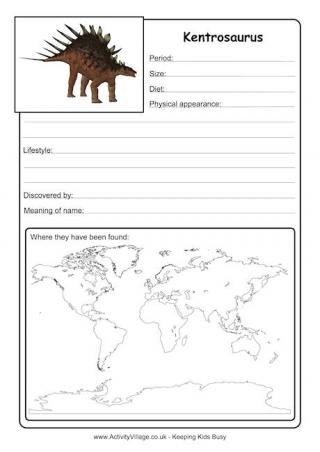 Kentrosaurus Worksheet