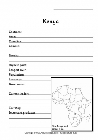 Kenya Fact Worksheet
