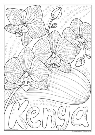 Kenya National Flower Colouring Page