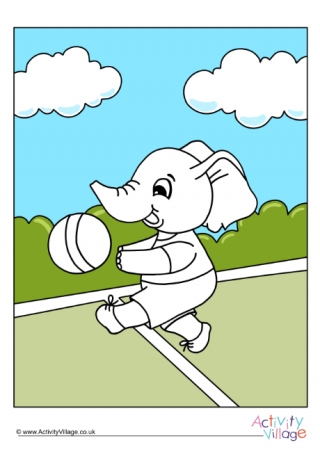 Kicking A Ball Elephant Colour Pop Colouring Page