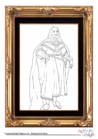 King Charles I Portrait Colouring Page