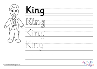 King Handwriting Worksheet