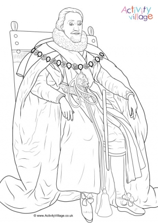 King James I colouring page 3