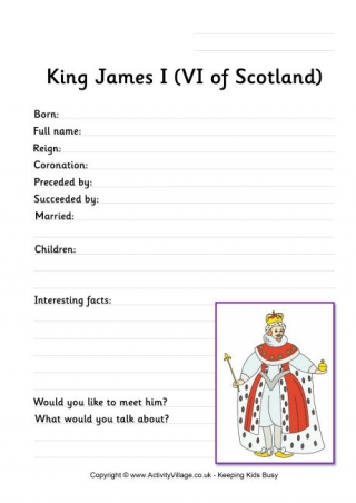 King James I Worksheet