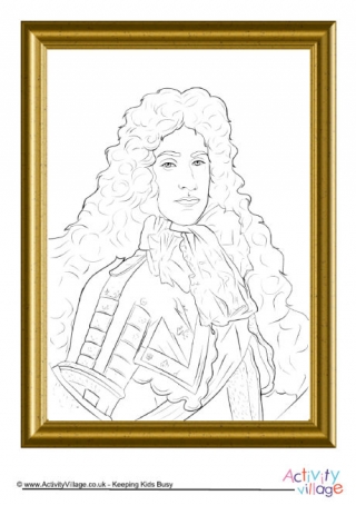 King James II Portrait Colouring Page
