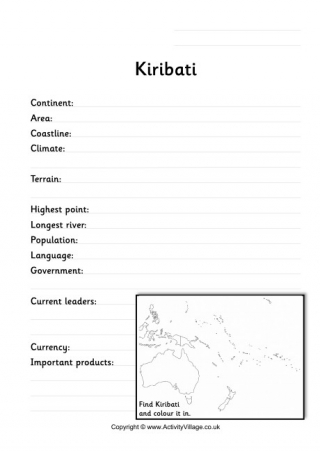Kiribati Fact Worksheet