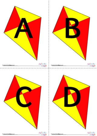 Kite Alphabet Posters - Red and Yellow