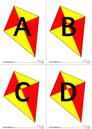 Kite Alphabet Posters - Red and Yellow