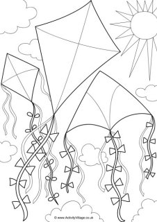Kite Colouring Pages