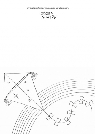 Kite Flying Colouring Card