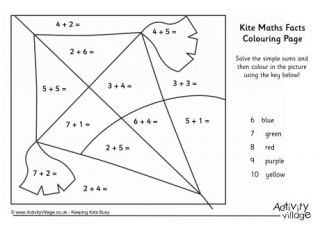Kite Maths Facts Colouring Page