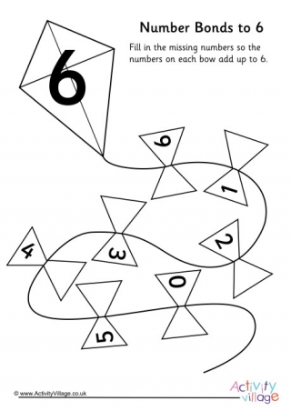 Kite Number Bonds to 6 Worksheet