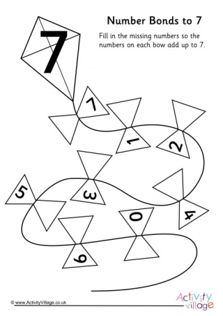 Kite Number Bonds to 7 Worksheet