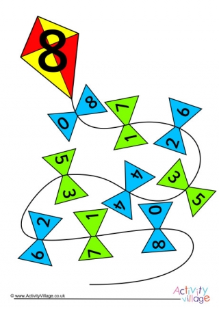 Kite Number Bonds to 8 Poster